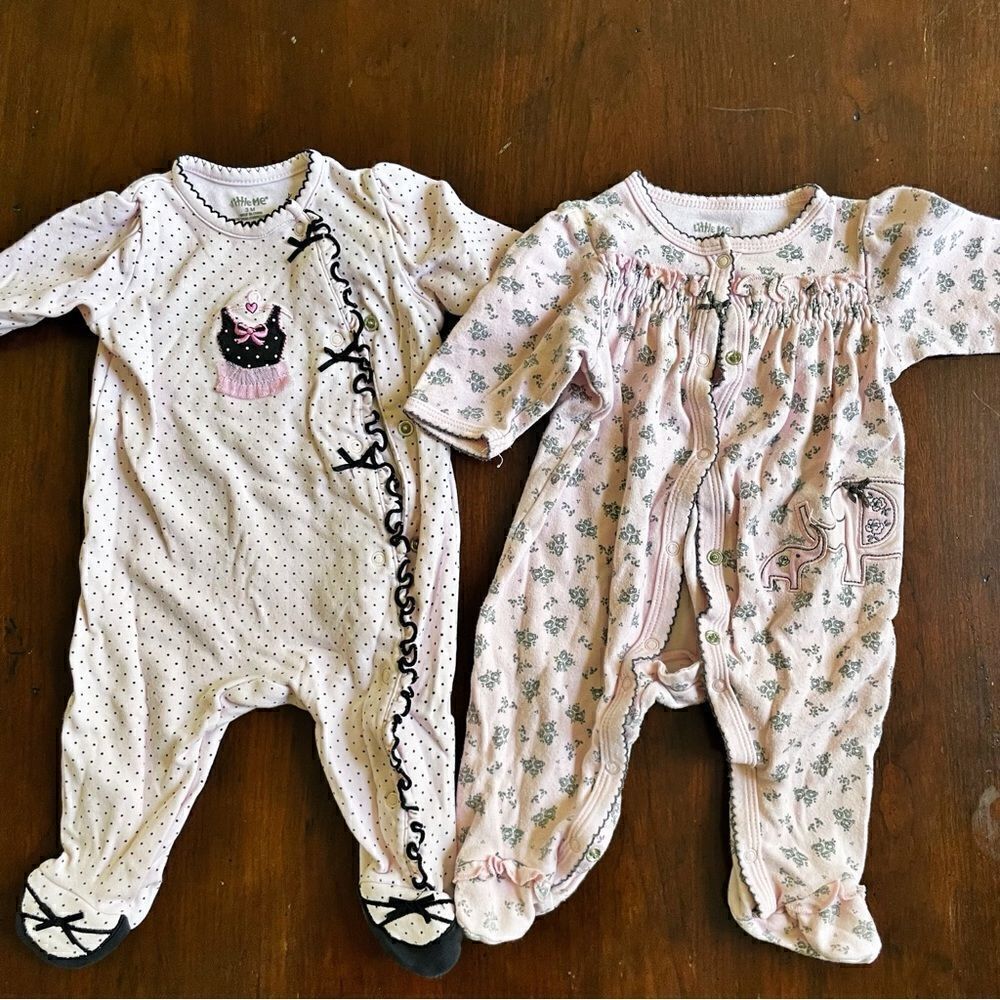 Little Me Set of 2 Baby Girl Pink Pyjamas Ballerina/ Elephant Size 3 Months